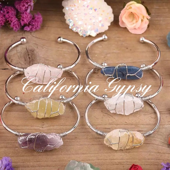 Raw Rose Quartz Silver Bracelet - Picture 3 of 6